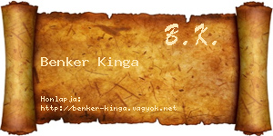 Benker Kinga névjegykártya